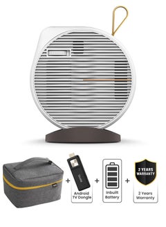 BenQ Smart Mini Projector 200ANSI Portable Projector WVGA - Full HD Movie Projector 5W Bluetooth Speaker Ceiling Projection Wifi Android TV Home Cinema Projector Wireless Outdoor Projector + Case bag + Android TV Dongle + Inbuilt Battery GV11 White  - Image 2
