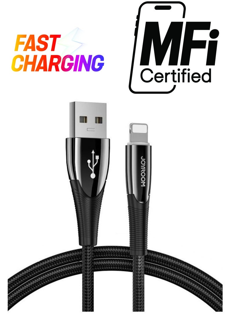 JOYROOM - USB To Lightning Intelligent Power Off Sync Data Cable For iPhone 1.2M Black - Image 1
