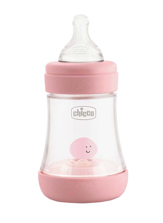Chicco - Perfect 5 Feeding Bottle 150Ml Slow Flow 0M+ Silicone, Pink - Image 1
