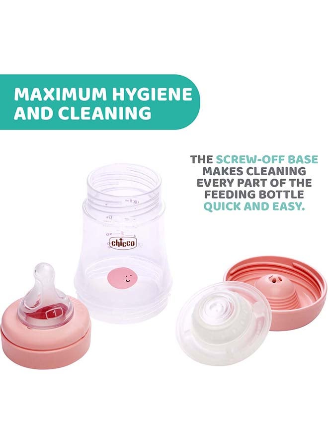 Chicco - Perfect 5 Feeding Bottle 150Ml Slow Flow 0M+ Silicone, Pink - Image 1