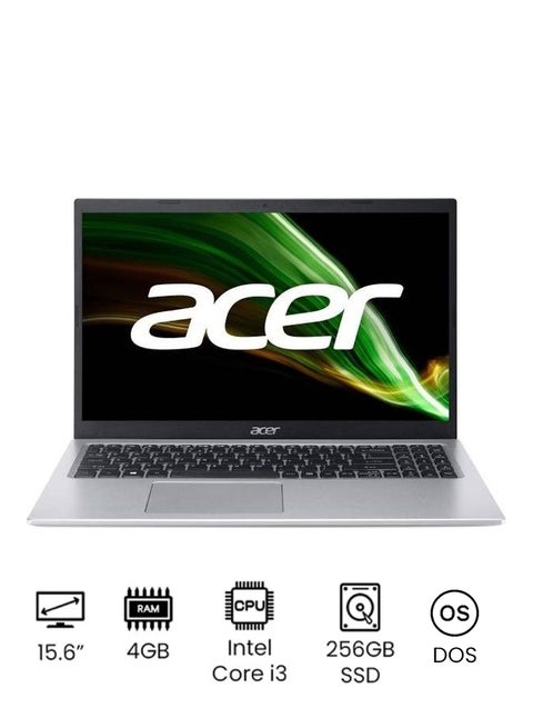 Aspire 3 A315-58-34X1 Laptop With 15.6-Inch Full HD Display, Core i3-1115G4 Processor/4GB RAM/256GB SSD/DOS(Without Windows)/Intel UHD Graphics English/Arabic Pure Silver