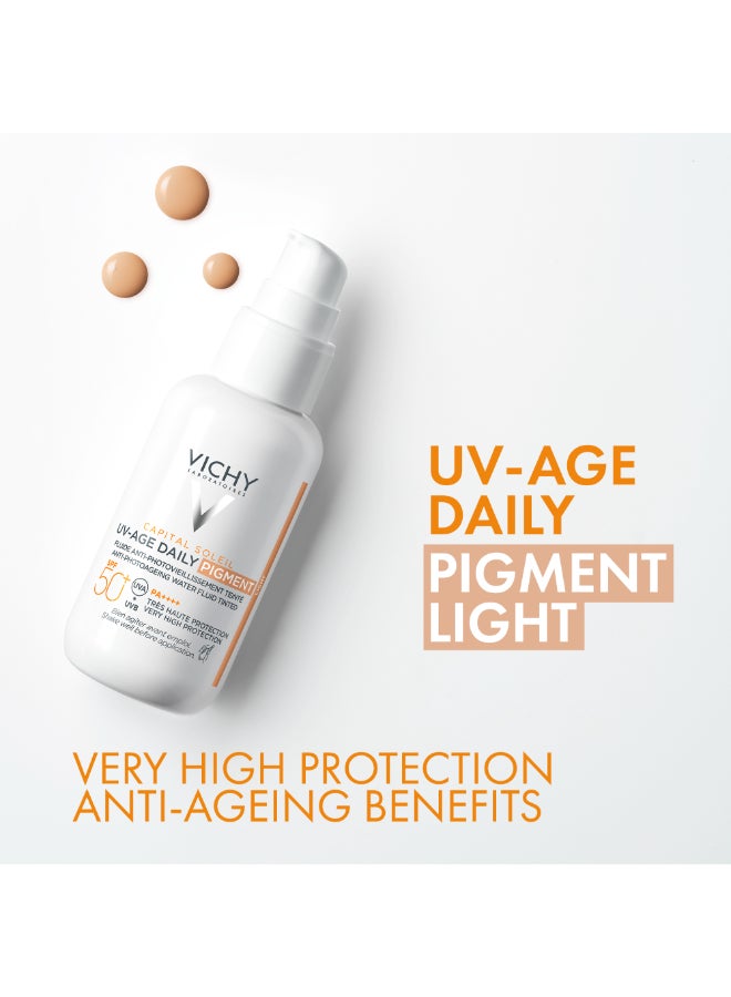 فيشي كابيتال سولاي SPF 50+ UV-Age واقي شمس ملون مقاوم لعلامات تقدم سن مع النياسيناميد ابيض 40ملليلتر - Image 3