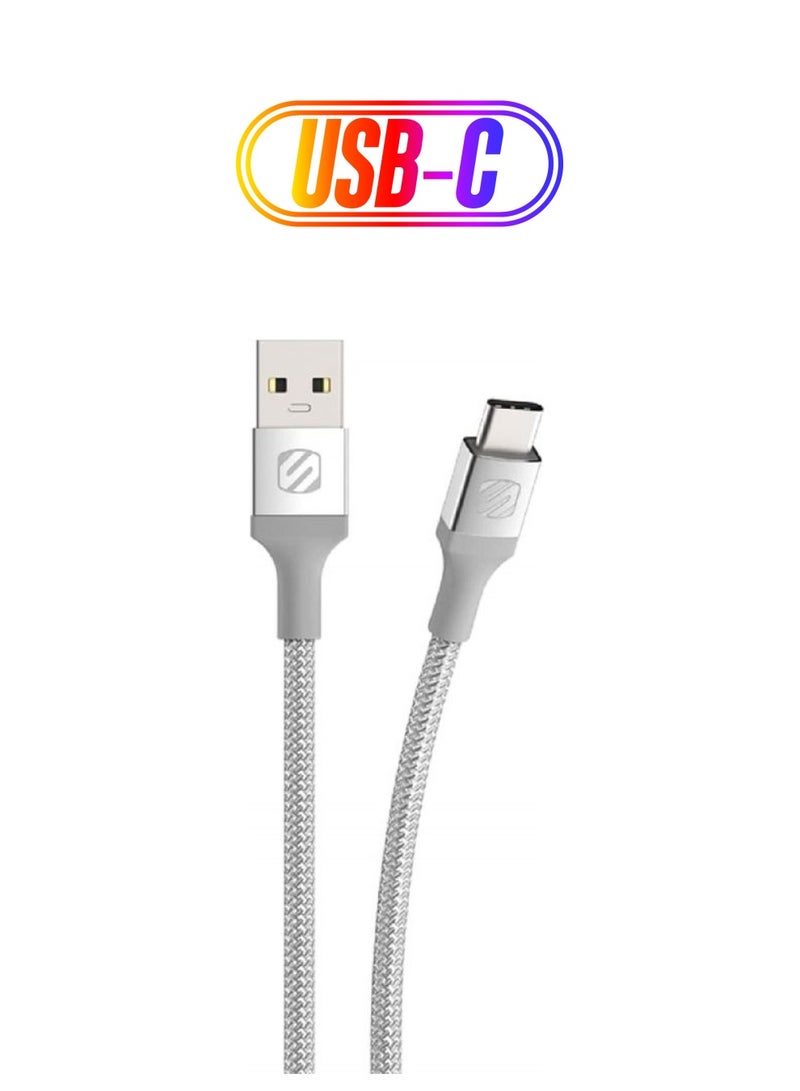 Scosche Strikeline Premium USB Type C Charge & Sync Braided Cable 4ft Silver