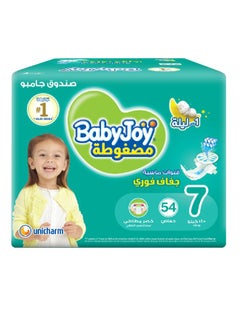 BabyJoy Compressed Diamond Pad Diaper, Size 7, Junior 3XL, 18+ Kg, Jumbo Box, 54 Diapers  - Image 1
