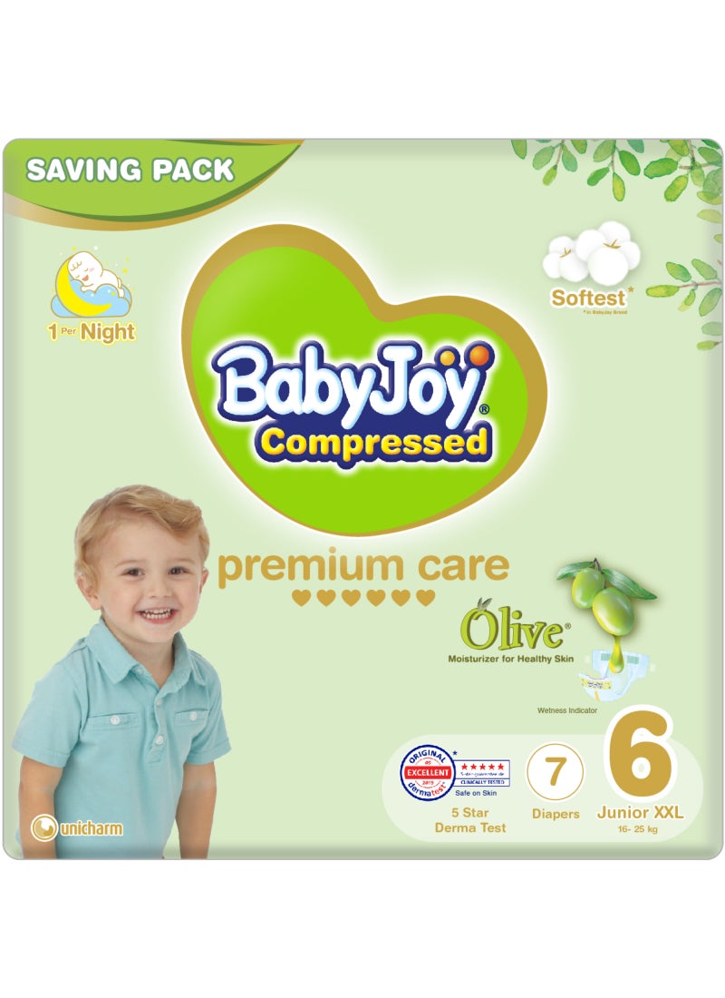 BabyJoy Olive Tape Diaper, Size 6, Junior XXL, 16-25 Kg, Saving Pack, 7 Diapers - Image 1