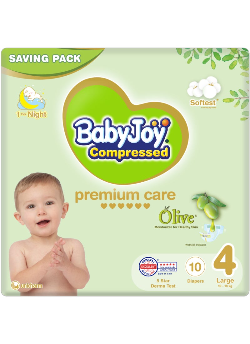 بيبي جوي خلاصة زيت الزيتون، مقاس 4 كبير، لوزن 10 إلى 18 كجم، عبوة التوفير، 10 حفاضات - Image 1