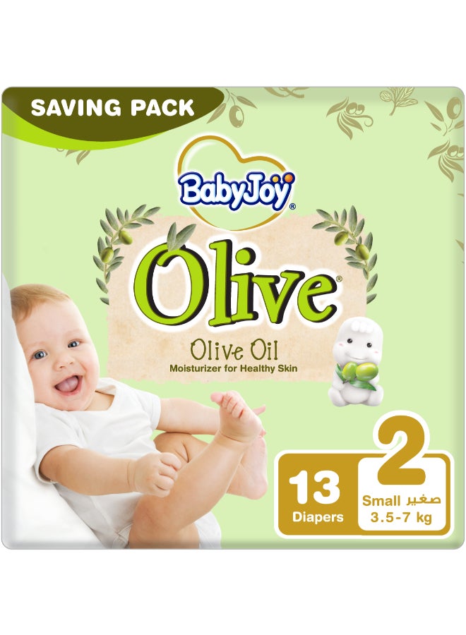 BabyJoy - Olive Tape Diaper, Size 2, Small, 3.5-7 Kg, Saving Pack, 13 Diapers - Image 1