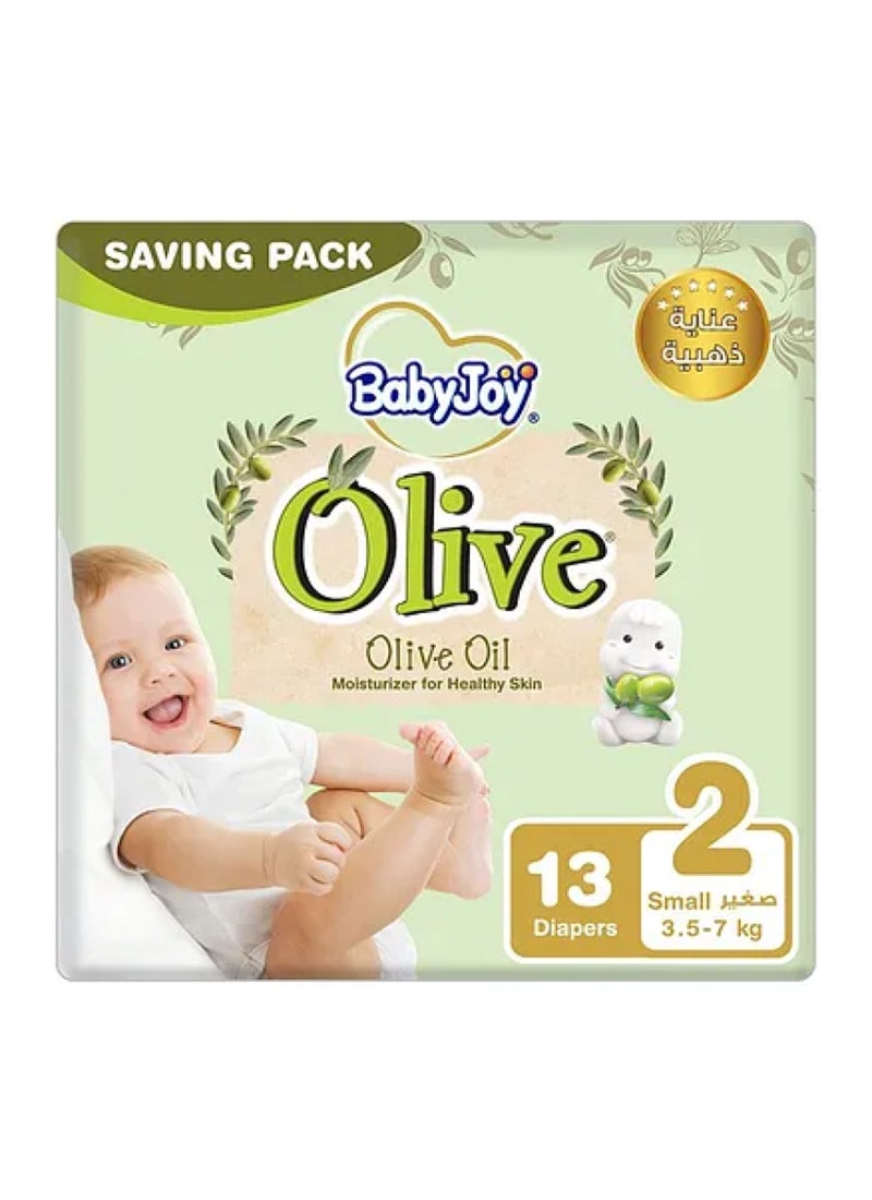 BabyJoy Olive Tape Diaper, Size 2, Small, 3.5-7 Kg, Saving Pack, 13 Diapers - Image 1