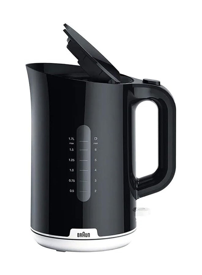 BRAUN Elecrtic Kettle, 360° Rotating Base , Removable Limescale Filter, BPA Free Plastic 1.7 L 2200 W WK1100BK Black - Image 2
