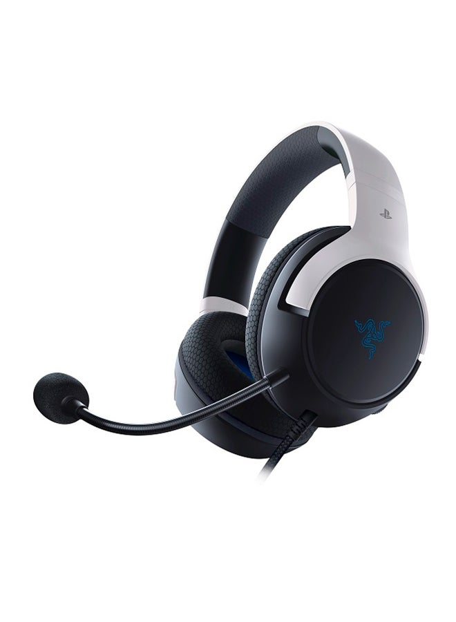 ريزر سماعة رأس كيرا X سلكية مرخصة من ريزر متوافقة مع جهاز الألعاب بلايستيشن 5 والكمبيوتر وجهاز ماك وأجهزة الموبايل مع مكبرات صوت داخلية تراي فورس مقاس 50 مم وميكروفون قلبي هايبر كلير ووسائد أذن فلونيت من إسفنج ميموري فوم - أدوات تحكم على سماعة الرأس - باللونين الأبيض/ الأسود - Image 4