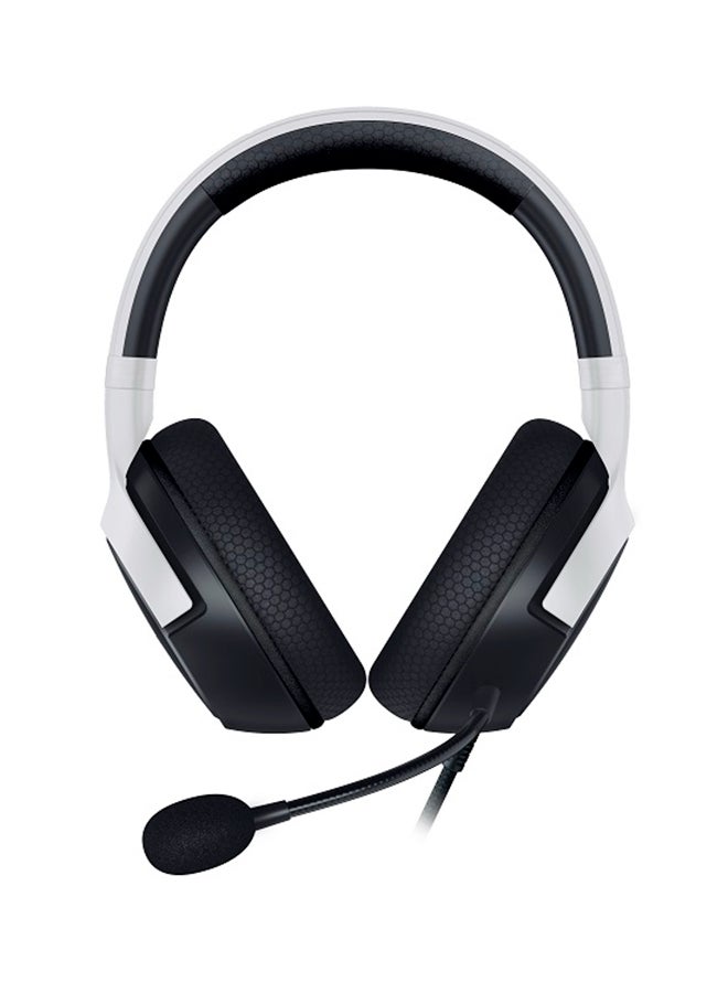 ريزر سماعة رأس كيرا X سلكية مرخصة من ريزر متوافقة مع جهاز الألعاب بلايستيشن 5 والكمبيوتر وجهاز ماك وأجهزة الموبايل مع مكبرات صوت داخلية تراي فورس مقاس 50 مم وميكروفون قلبي هايبر كلير ووسائد أذن فلونيت من إسفنج ميموري فوم - أدوات تحكم على سماعة الرأس - باللونين الأبيض/ الأسود - Image 3