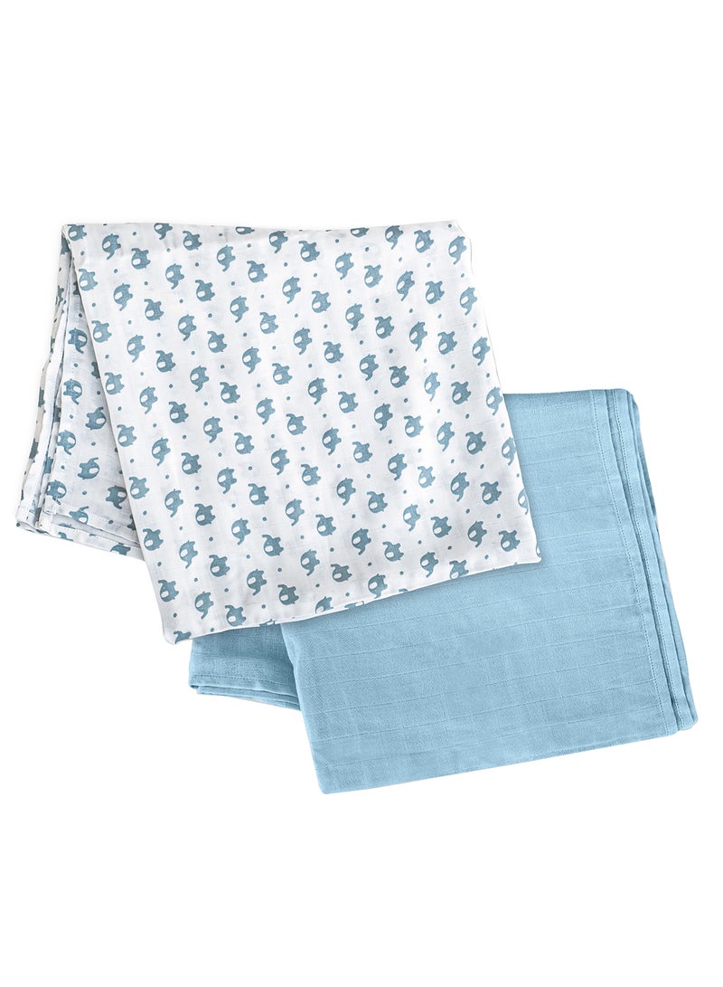 Moon Pack Of 2 Bamboo Muslin Wrap Swaddle  - Image 1