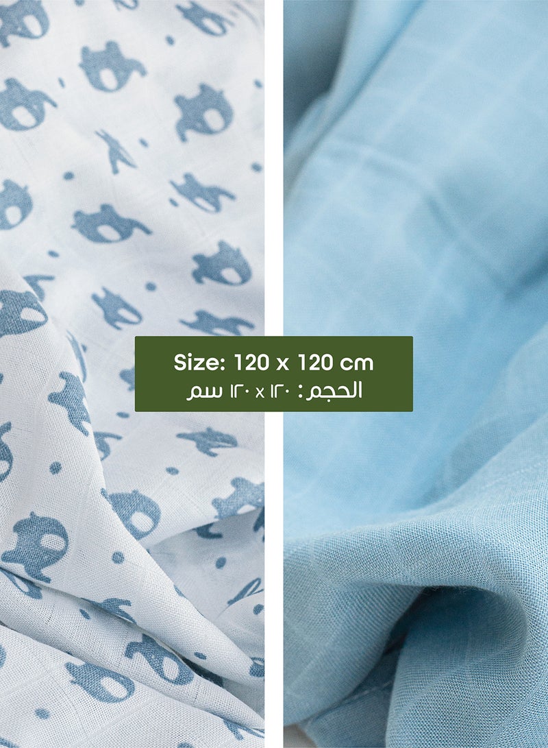 Moon Pack Of 2 Bamboo Muslin Wrap Swaddle  - Image 5
