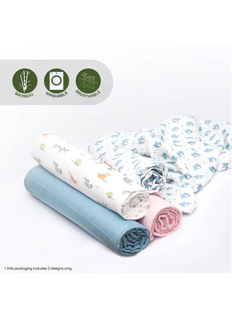 مون Pack Of 2 Bamboo Muslin Wrap Swaddle