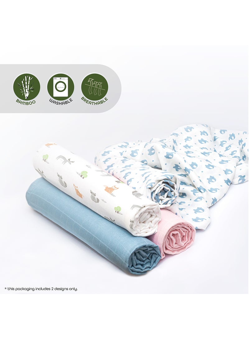 Moon Pack Of 2 Bamboo Muslin Wrap Swaddle  - Image 3