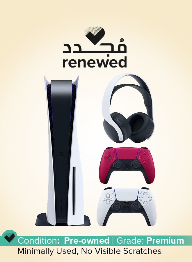 Sony Renewed - PlayStation 5 CD Edition Console + Cosmic Red DualSense Wireless Controller + 3D Wireless Gaming Headset For PlayStation 5 - Image 1