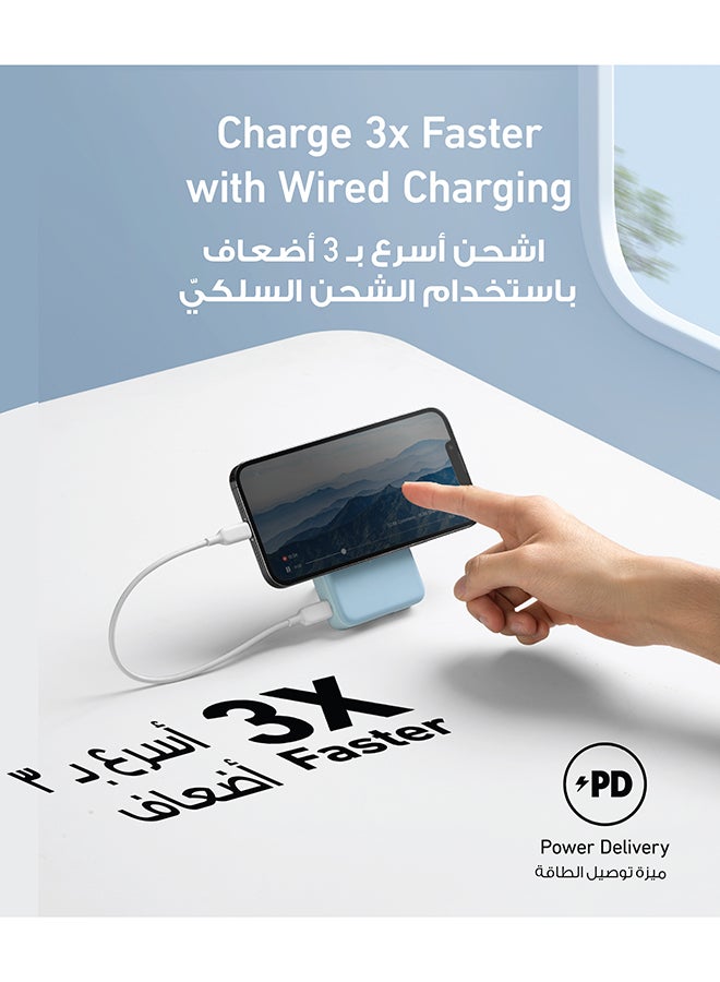 633 Magnetic Battery, 10,000mAh Foldable Wireless Portable Charger, 20W USB-C Power Delivery Power Bank with Stand, Magsafe-Compatible for iPhone 16/15/14/13/12 Series blue