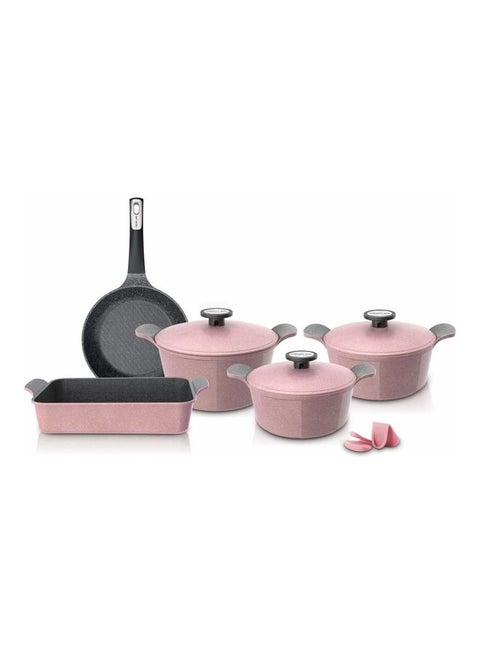 8 Pieces Granite Xtrema Cookware Set Marble Pink 28cm