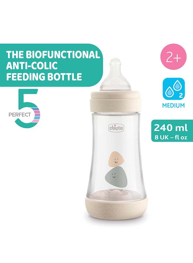 شيكو زجاجة رضاعة بيرفكت 5 بسعة 240 مل مع حلمة من السيليكون بتدفق متوسط لعمر 2 شهر فأكبر، محايد - Image 5