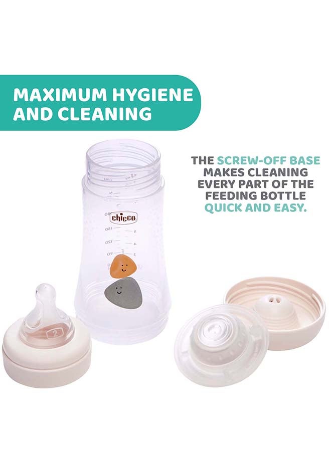 شيكو زجاجة رضاعة بيرفكت 5 بسعة 240 مل مع حلمة من السيليكون بتدفق متوسط لعمر 2 شهر فأكبر، محايد - Image 4