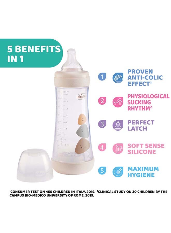 شيكو زجاجة رضاعة بيرفكت 5 من السيليكون سعة 300 مل بتدفق بطيء للأطفال من عمر 4 شهور بلون محايد - Image 5