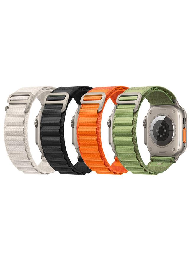 MARGOUN 4Pack for Apple Watch Alpine Loop Band 49mm/45mm/44mm Nylon Woven Sport Strap Compatible with iWatch Series 8/Ultra/7/SE/6/5/4/3/2/8 White/Green/Orange/Black - Image 1