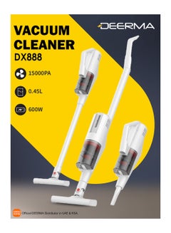3-In-1 Portable Handheld Vacuum Cleaner With Powerful Central HEPA Filter and Ultralight Design, Side Cyclone Duct System for Home, Car and Office 500 ml 600 W DX888 White