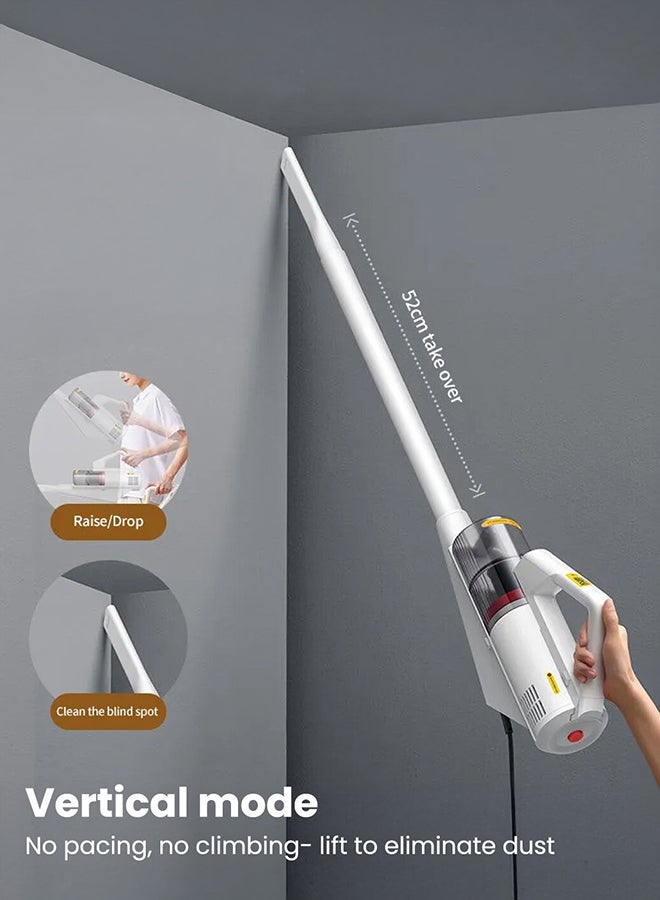 Deerma 3-In-1 Portable Handheld Vacuum Cleaner With Powerful Central HEPA Filter and Ultralight Design, Side Cyclone Duct System for Home, Car and Office 500 ml 600 W DX888 White - Image 5