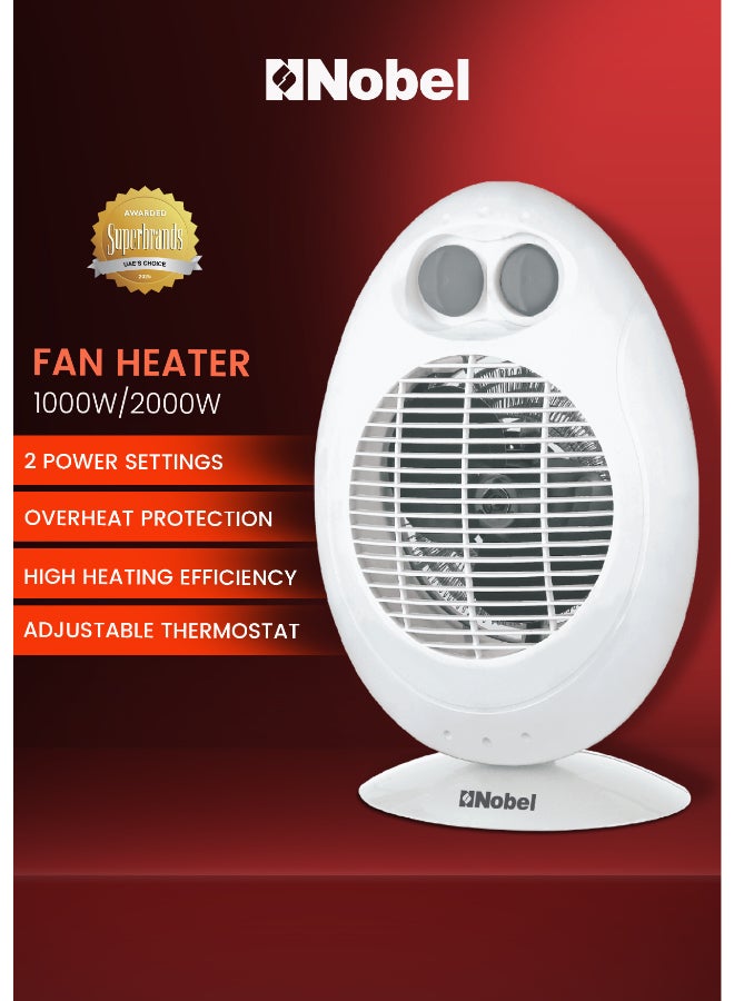 نوبل سخان بمروحة 2000 W NFH100 أبيض - Image 2