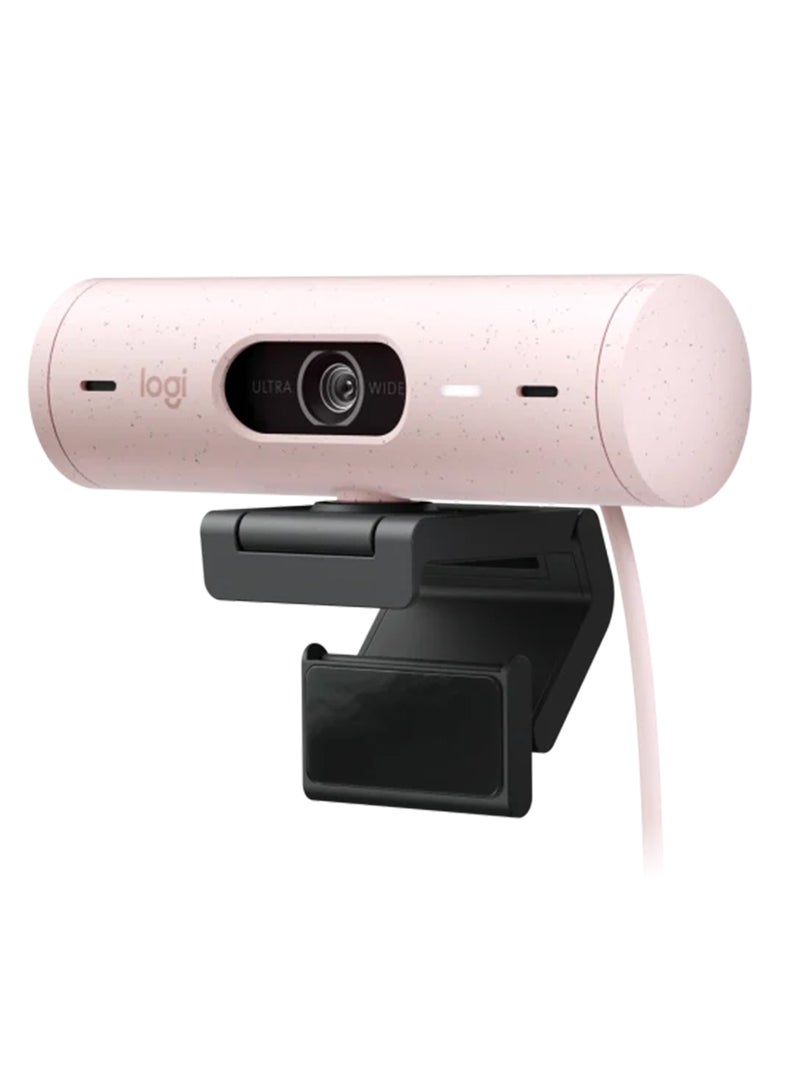 Logitech Brio 500 Full HD 1080p webcam with light correction, auto-framing, and Show Mode, Color- Rose Rose - Image 1