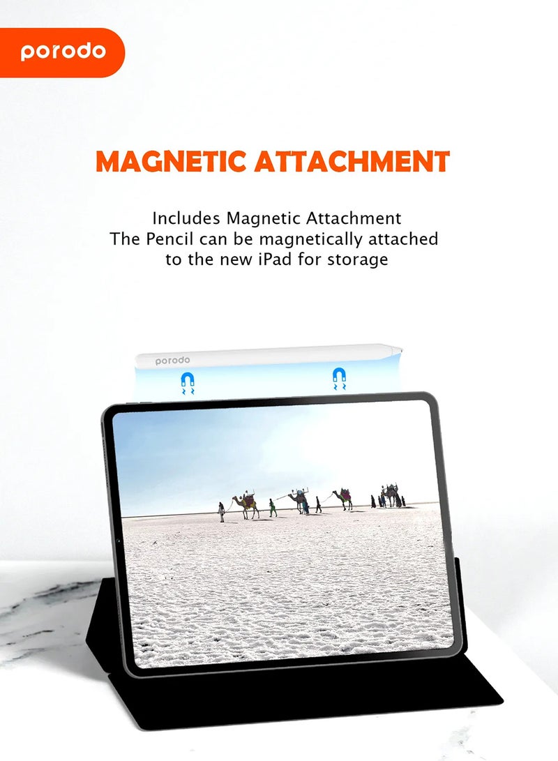 بورودو - Stylus Pencil 1.5mm Nib, Universal Pencil Compatible with iOS and Android Tablets Devices, Magnetic Attachment, 12-hours Battery Life, High Precision Pen Tip White - Image 1