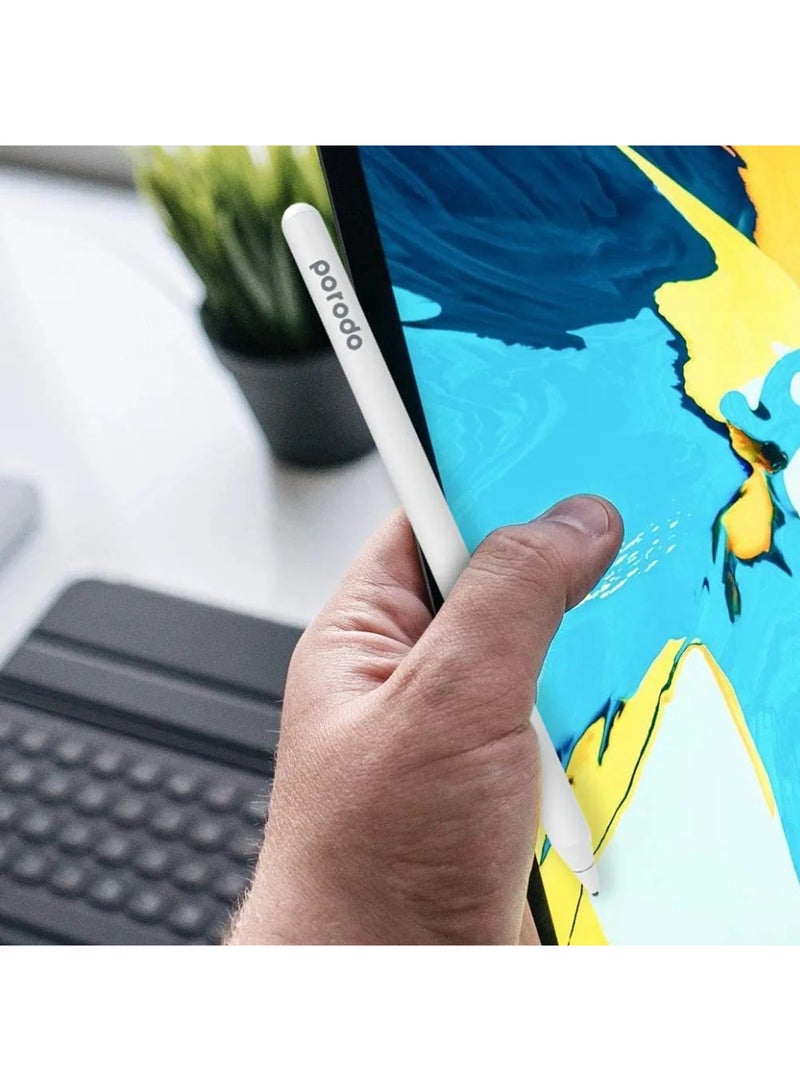 بورودو - Stylus Pencil 1.5mm Nib, Universal Pencil Compatible with iOS and Android Tablets Devices, Magnetic Attachment, 12-hours Battery Life, High Precision Pen Tip White - Image 1