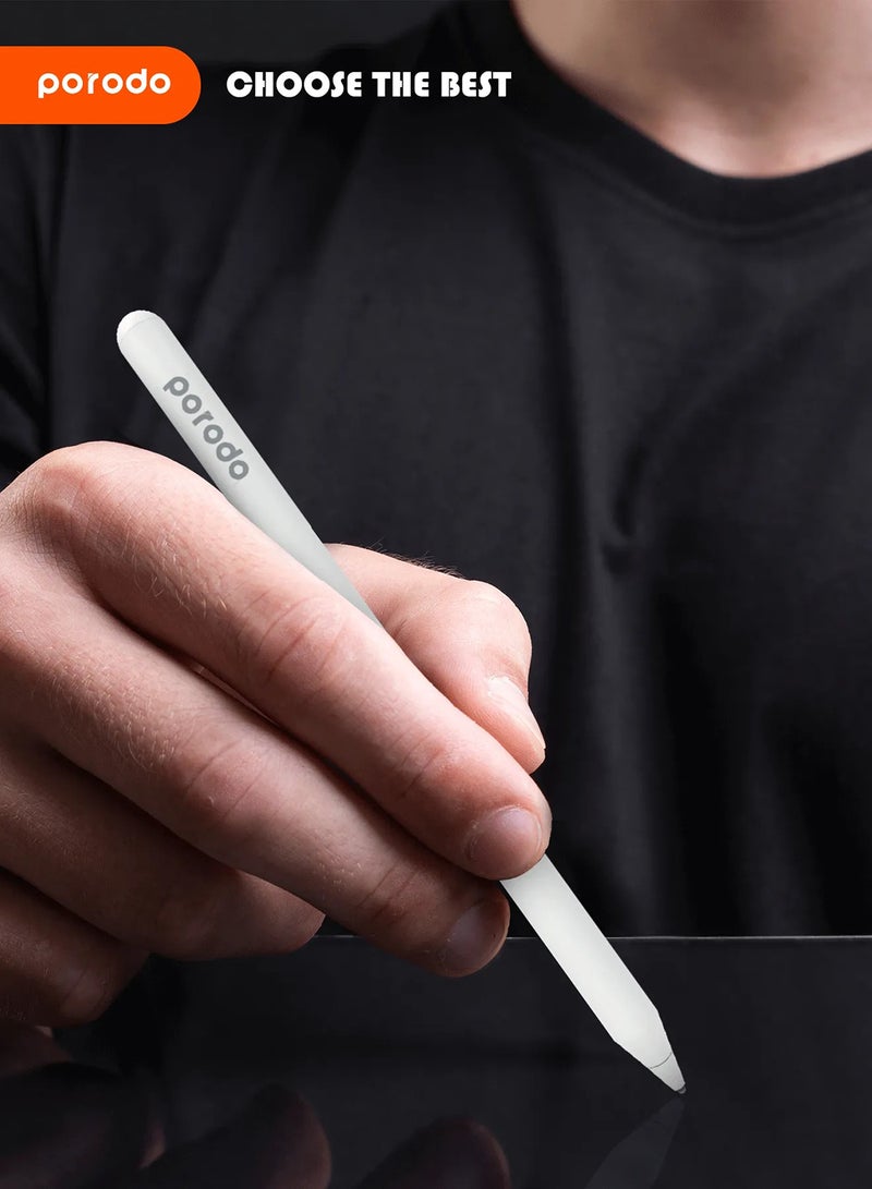 بورودو - Stylus Pencil 1.5mm Nib, Universal Pencil Compatible with iOS and Android Tablets Devices, Magnetic Attachment, 12-hours Battery Life, High Precision Pen Tip White - Image 1