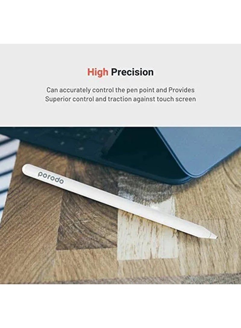 بورودو - Stylus Pencil 1.5mm Nib, Universal Pencil Compatible with iOS and Android Tablets Devices, Magnetic Attachment, 12-hours Battery Life, High Precision Pen Tip White - Image 1