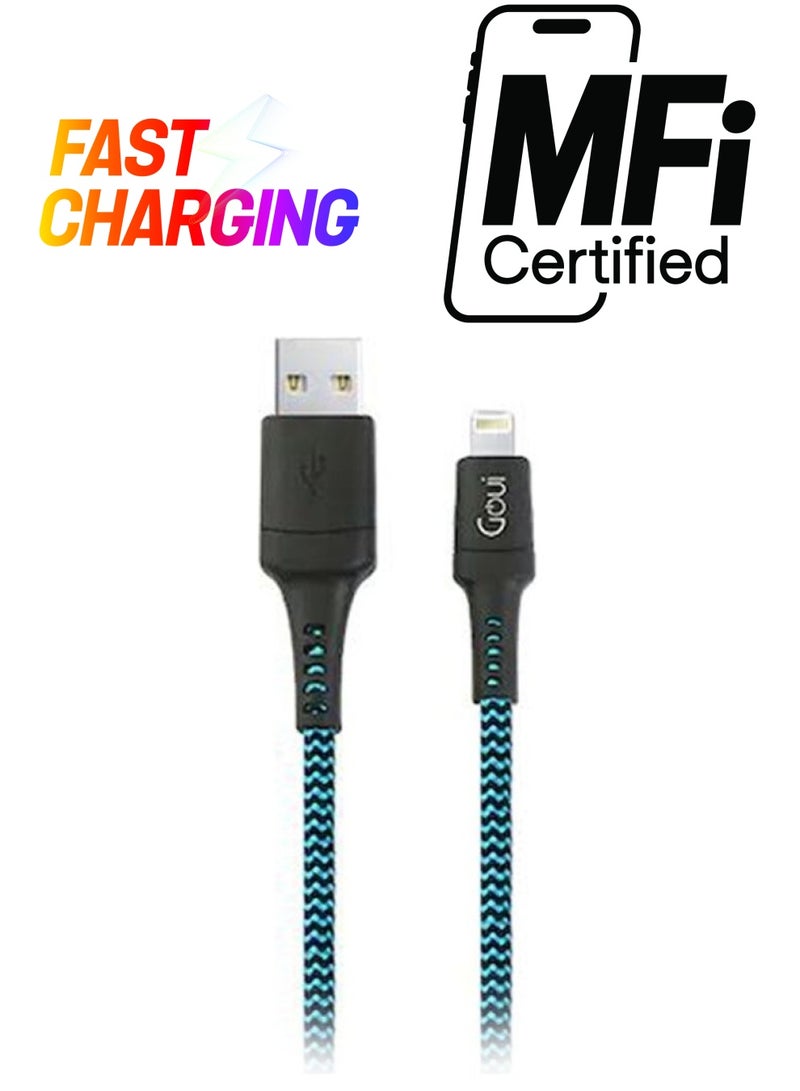 Goui - Ultra Fast Charging Twist Braid 8 Pin Lightning Cable to USB Cable 150 cm Blue - Image 1