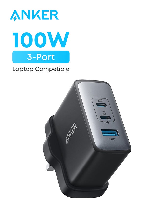 Anker 100W USB C Charger, 736 GaN II Charger, 3-Port Fast Compact Wall Charger for MacBook Pro/Air, iPhone 16/15/14 Series, ThinkPad, Dell XPS, iPad Pro, Samsung S25/S24, Huawei, Xiaomi, Vivo Black  - Image 1