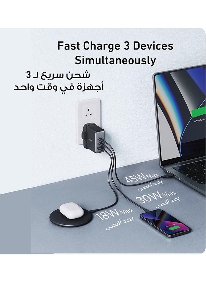 Anker 100W USB C Charger, 736 GaN II Charger, 3-Port Fast Compact Wall Charger for MacBook Pro/Air, iPhone 16/15/14 Series, ThinkPad, Dell XPS, iPad Pro, Samsung S25/S24, Huawei, Xiaomi, Vivo Black  - Image 2