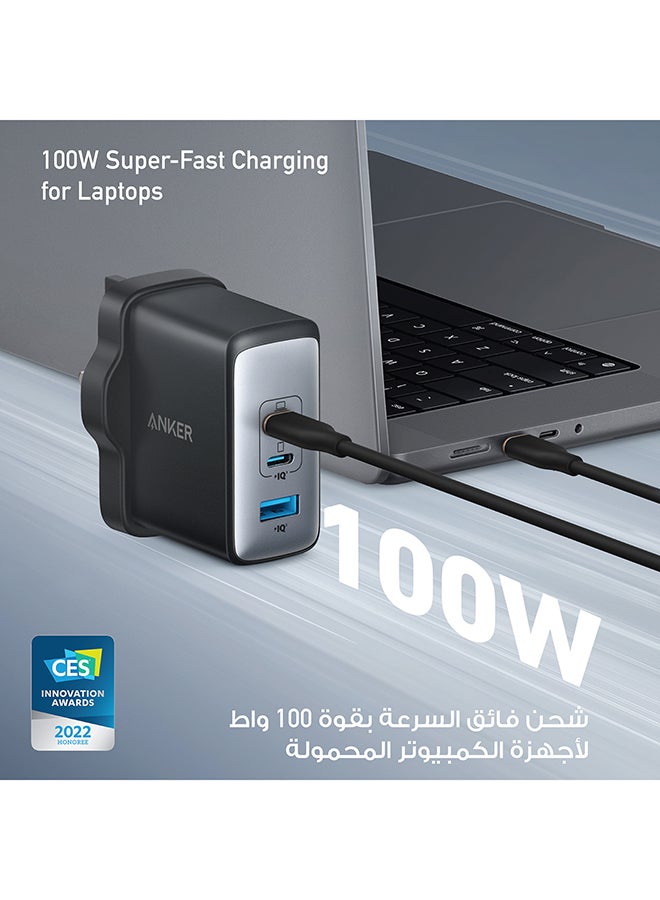 Anker 100W USB C Charger, 736 GaN II Charger, 3-Port Fast Compact Wall Charger for MacBook Pro/Air, iPhone 16/15/14 Series, ThinkPad, Dell XPS, iPad Pro, Samsung S25/S24, Huawei, Xiaomi, Vivo Black  - Image 4
