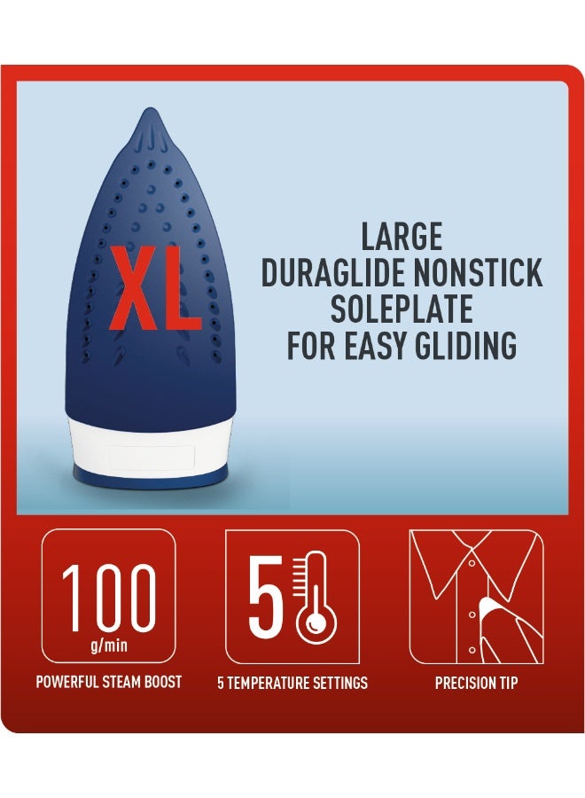 Tefal Steam Iron | Easy Steam | Iron Steamer |  Anti-scale | Non-stick | 220 ml 1200 W FV1941M0 Blue / White / Black - Image 3