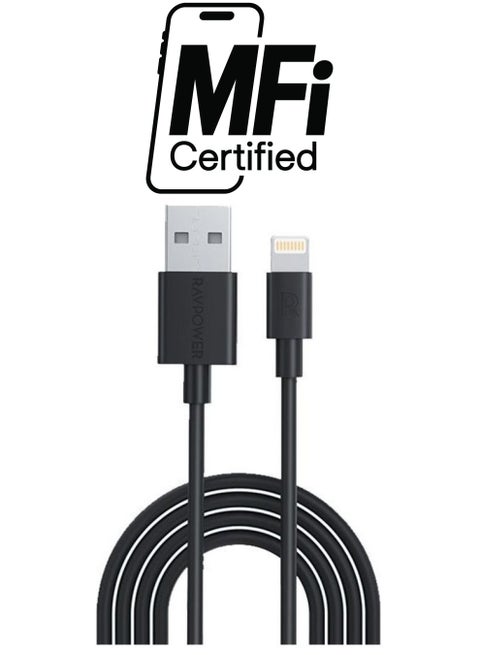 MFi Certified Power USB to 1M Lightning Cable Black