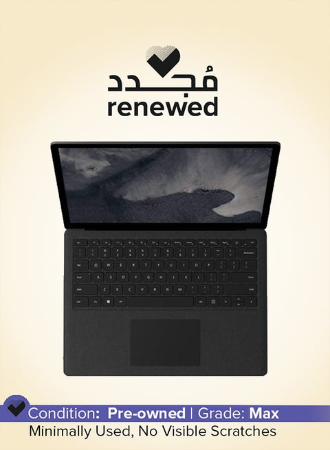 مُجدد - لابتوب سيرفيس بشاشة متعددة اللمس مقاس 14 بوصة ومعالج إنتل كور i7 من الجيل الثامن / ذاكرة رام 16 جيجابايت / محرك أقراص SSD سعة 512 جيجابايت / بطاقة رسومات إنتل بدقة فائقة الوضوح / نظام ويندوز 10 برو اللغة الإنجليزية أسود
