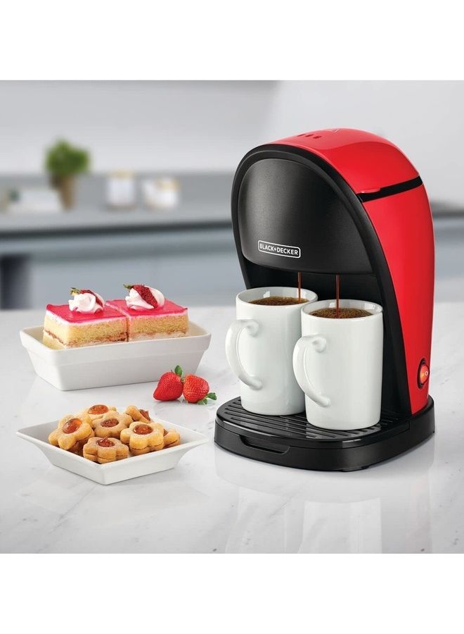 بلاك اند ديكر ماكينة صنع قهوة الاسبرسو بالتقطير سعه 2 كوب من بلاك اند ديكر و خزان مياه 250 ml 450 W DCM48-B5 أحمر/ أسود - Image 5