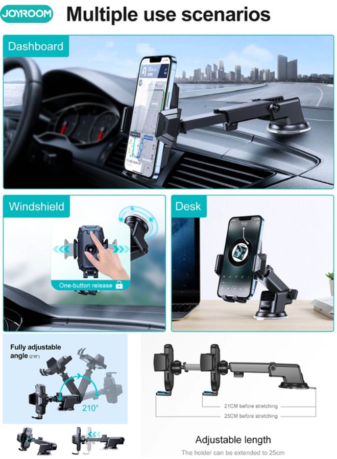 JR-ZS285 Mechanical Car Phone Holder Mount For Dashboard Compatible With iPhone Samsung Galaxy Huawei Redmi Oneplus Black - pnsku/N53362796A/45/_/1739355445/e6d146f5-e2ae-4e46-9fe2-cf66feee770d