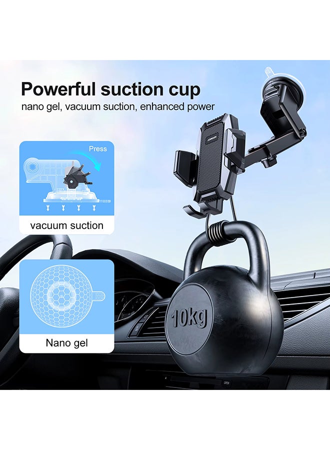 JOYROOM Mobile Holder for Car | Upgraded 2025 Car Phone Holder for Dashboard | 360 Degree Adjustable, Retractable to your comfort, One hand operation, One button release, Nano Gel Strong Grip, Heat Resistance, Holds Mobile Phone Stable on Harsh Roads, High Speeds and Sudden Brakes | Quality Certified Black  - Image 4