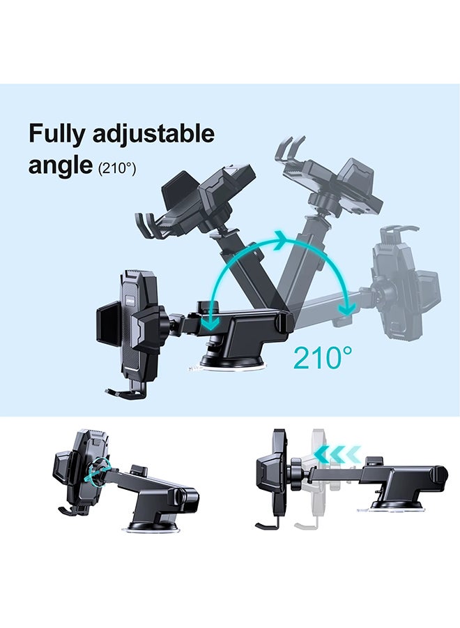 JOYROOM Mobile Holder for Car | Upgraded 2025 Car Phone Holder for Dashboard | 360 Degree Adjustable, Retractable to your comfort, One hand operation, One button release, Nano Gel Strong Grip, Heat Resistance, Holds Mobile Phone Stable on Harsh Roads, High Speeds and Sudden Brakes | Quality Certified Black  - Image 2