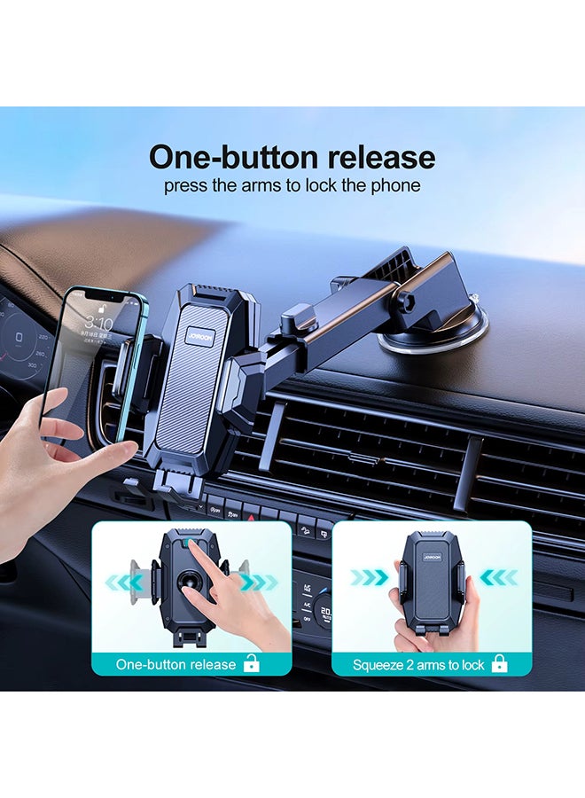 JOYROOM Mobile Holder for Car | Upgraded 2025 Car Phone Holder for Dashboard | 360 Degree Adjustable, Retractable to your comfort, One hand operation, One button release, Nano Gel Strong Grip, Heat Resistance, Holds Mobile Phone Stable on Harsh Roads, High Speeds and Sudden Brakes | Quality Certified Black  - Image 3