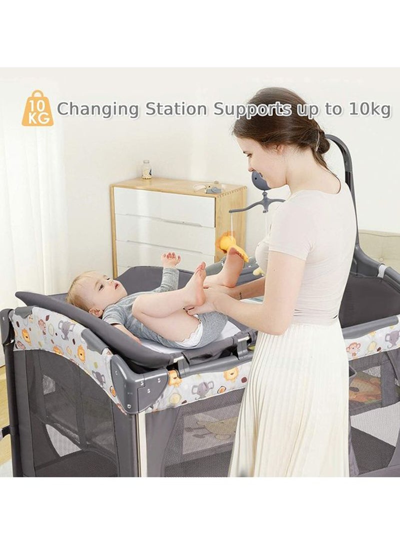 Rock Pow - Convertible Playpen With Mosquito Net And Detachable Diaper Changing Table - Image 1