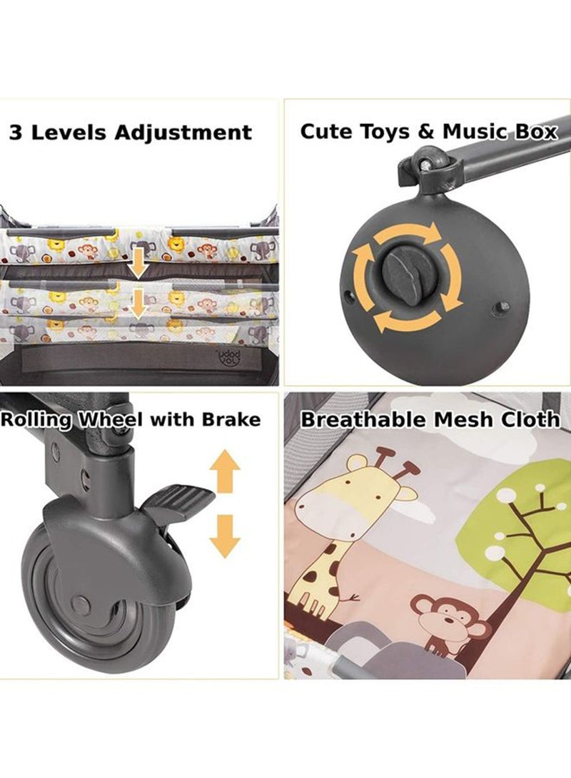 Rock Pow - Convertible Playpen With Mosquito Net And Detachable Diaper Changing Table - Image 1
