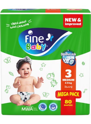 80-Piece Diapers Medium (Size 3) (4-9 KG)