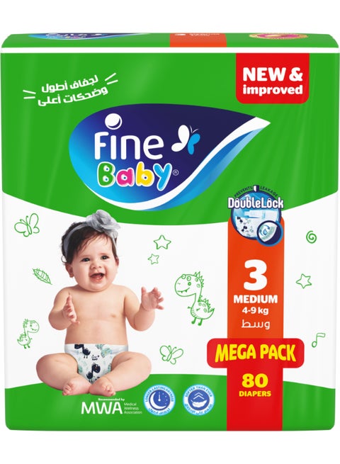 80-Piece Diapers Medium (Size 3) (4-9 KG)